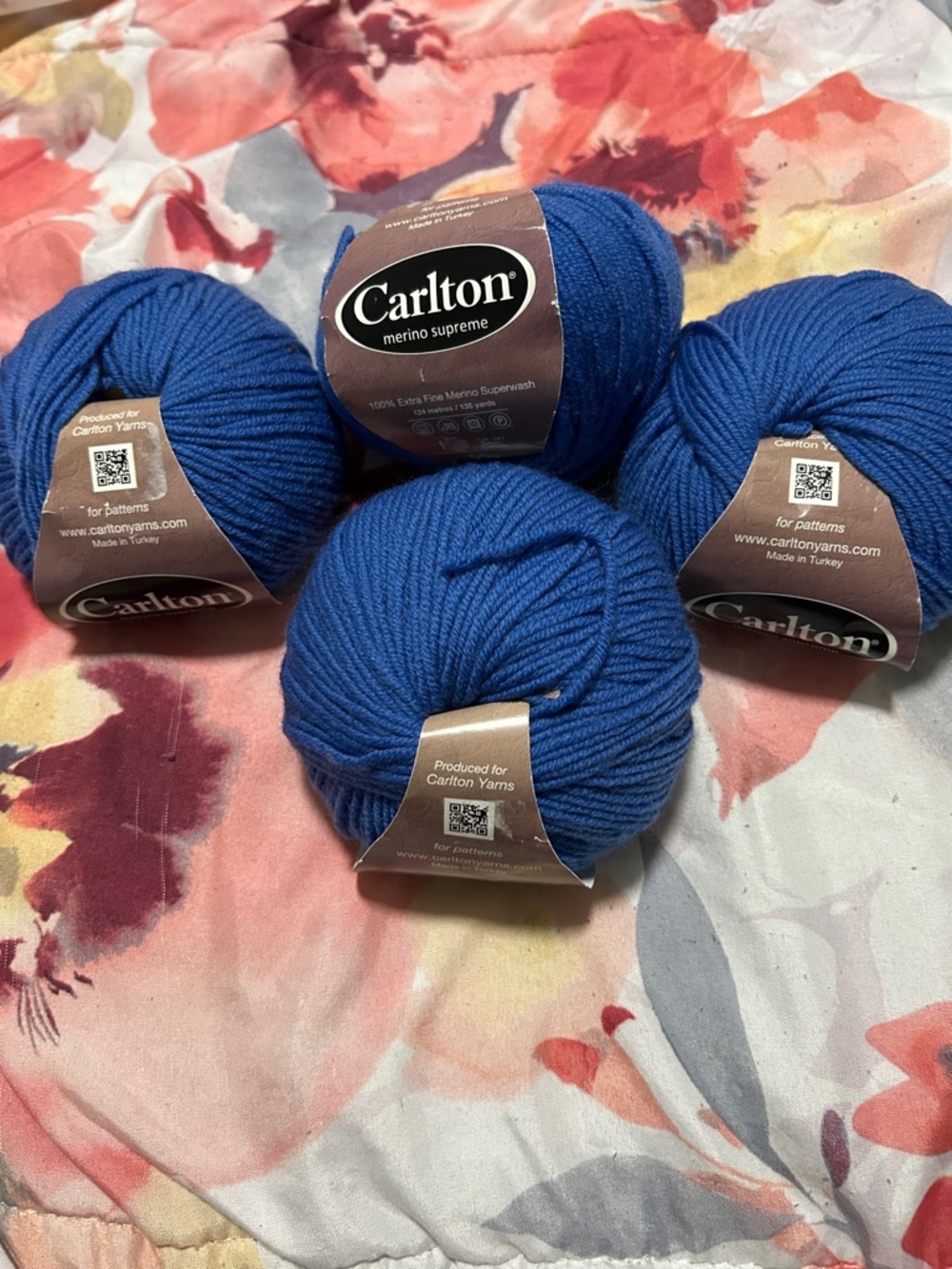Carlton Merino Supreme Royal Blue Yarn - Lot of 4 (Color 11)